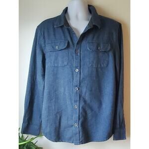 PrAna Mens Blue Cotton Flannel Shirt Size Large Normcore Athleisure  Cabincore